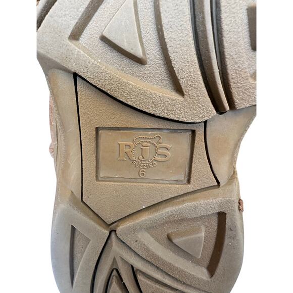 Rj's Fuzzies Brown Sheepskin Boots Sz 6 Sherpa lined Genuine Suede Winter Cozy - Picture 7 of 8